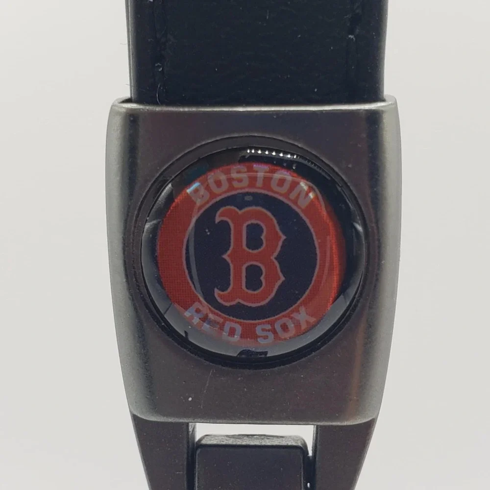 Boston Red Sox Major League Baseball Blk Leather Lanyard Quick Release Keychain